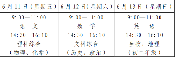 德阳2021年中考时间表