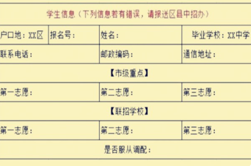 眉山2022年中考志愿的样表